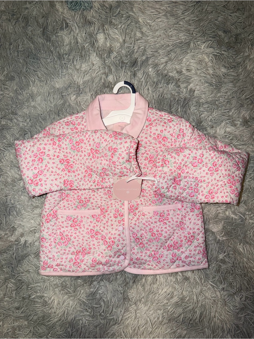 loveshackfancy x target quilted pink kids jacket